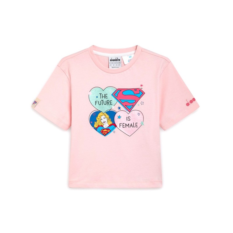 Diadora JU T.Shirt ss SUPERGIRL Maglia Bambina Bimba Mezza Manica Corta