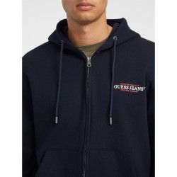 Guess Felpa Zip Intera Cappuccio Uomo Ragazzo Blu