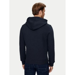 Guess Felpa Zip Intera Cappuccio Uomo Ragazzo Logo Blu