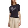 Guess Maglia Mezza Manica Girocollo Donna Ragazza Logo Nera