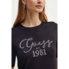 Guess Maglia Mezza Manica Girocollo Donna Ragazza Logo Nera