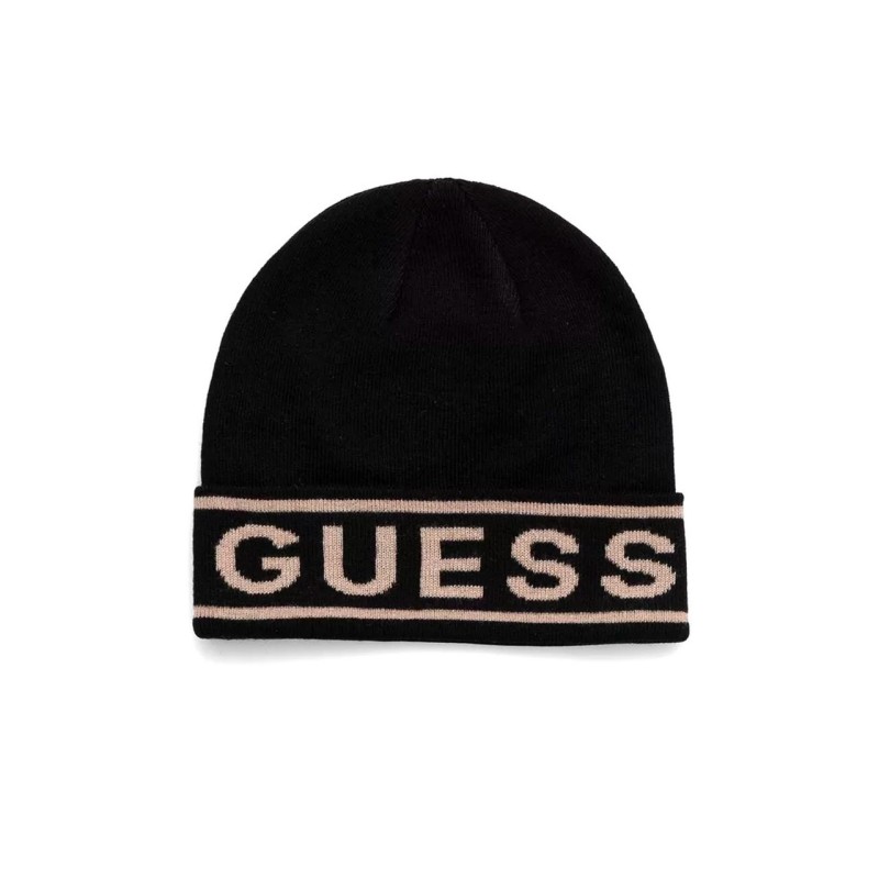 Guess Cappello Beanie Logo Donna Ragazza Nero