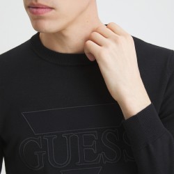 Guess Maglia Girocollo Logo Uomo Ragazzo Nera