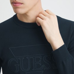 Guess Maglia Girocollo Logo Uomo Ragazzo Blu