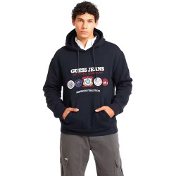 Guess GJ Hood Reg Spec Edition Felpa Cappuccio Uomo Ragazzo Blu