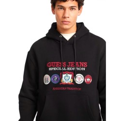 Guess GJ Hood Reg Spec Edition Felpa Cappuccio Uomo Ragazzo Nera