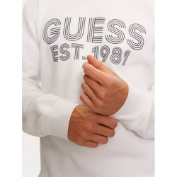 Guess Felpa Girocollo Beau CN Uomo Ragazzo Bianca