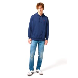 Wrangler Sign Off Hoodie Felpa Cappuccio Uomo Ragazzo Blu