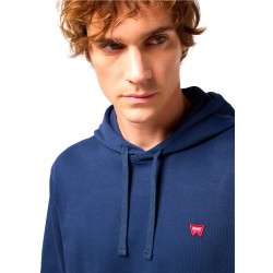 Wrangler Sign Off Hoodie Felpa Cappuccio Uomo Ragazzo Blu