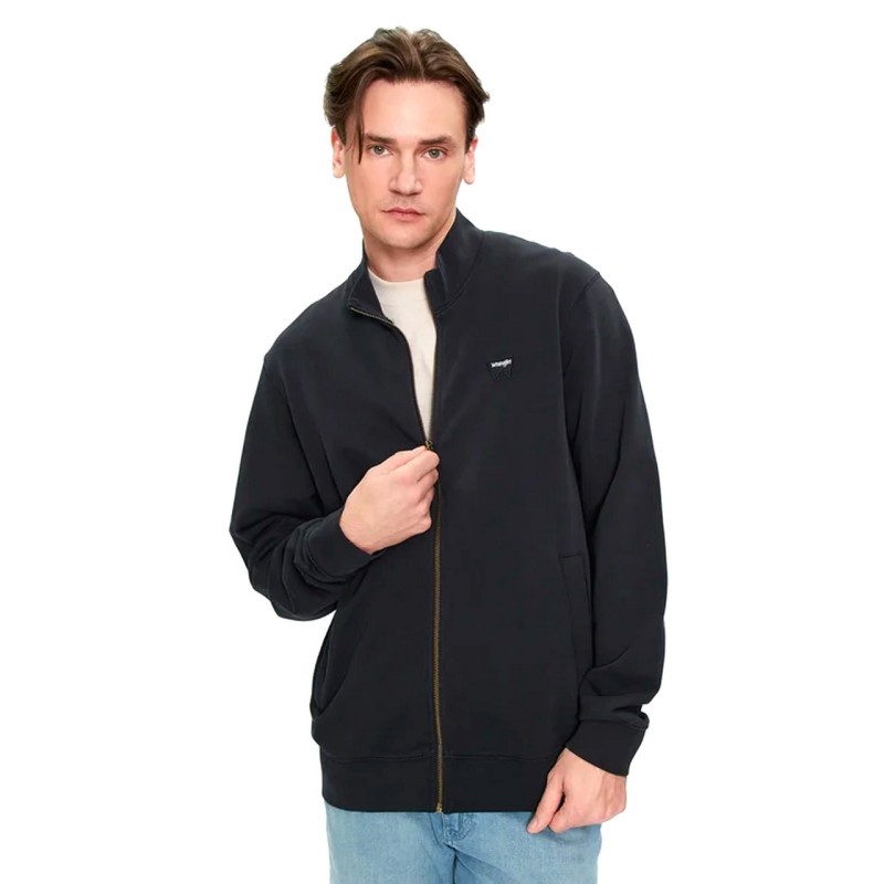 Wrangler Funnel Neck Felpa Zip Intera Uomo Ragazzo Nera