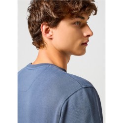 Wrangler Sign off Crew Felpa Girocollo Uomo Ragazzo Blu