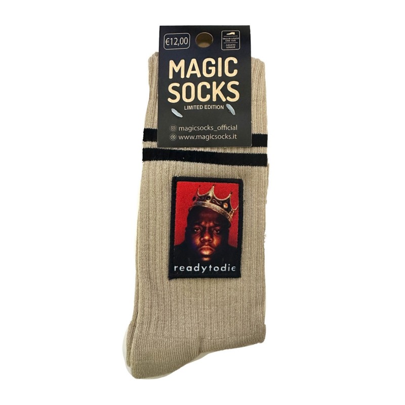 MAGIC SOCKS Calze in spugna unisex tg. unica stampa ricamata READY TO DIE