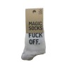 MAGIC SOCKS Calze in spugna unisex tg. unica stampa F**K OFF Bianche