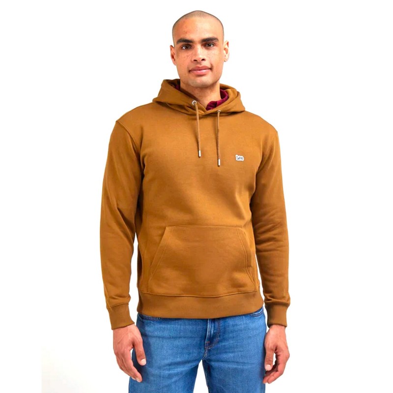 Lee Plain hoodie Felpa Cappuccio Uomo Ragazzo Nocciola