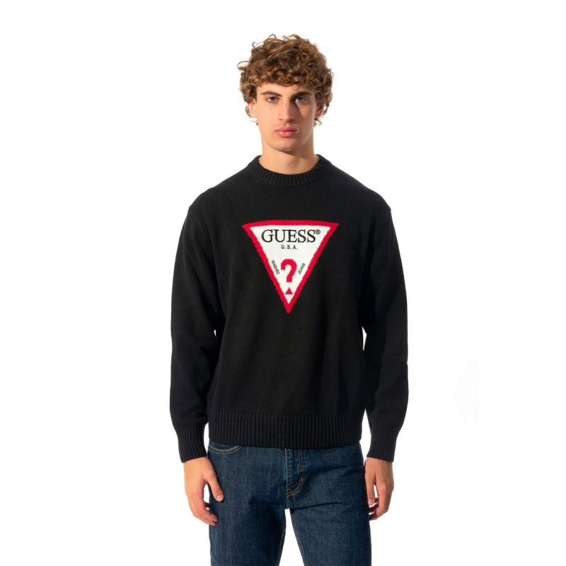 GUESS GJ LS Maglia Girocollo Uomo Logo Ragazzo Nera