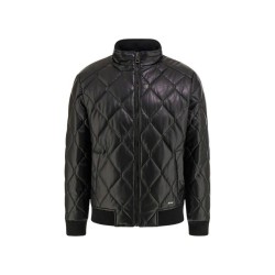 Guess Giubbotto Quilted PU Leather Uomo Ragazzo Nero