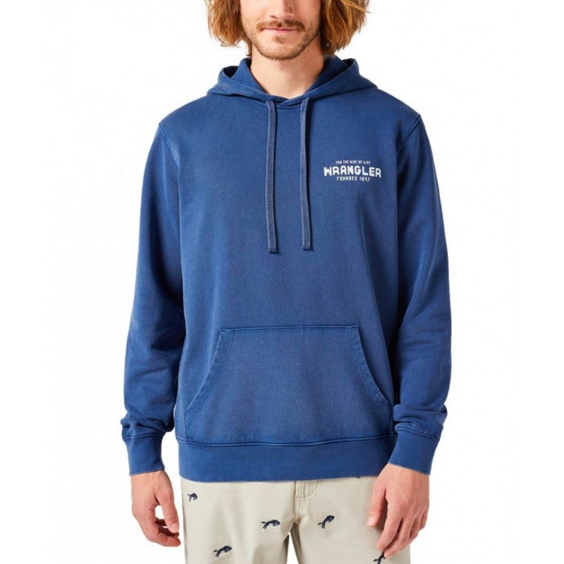 Wrangler Graphic hoodie Felpa Cappuccio Uomo Ragazzo Blu