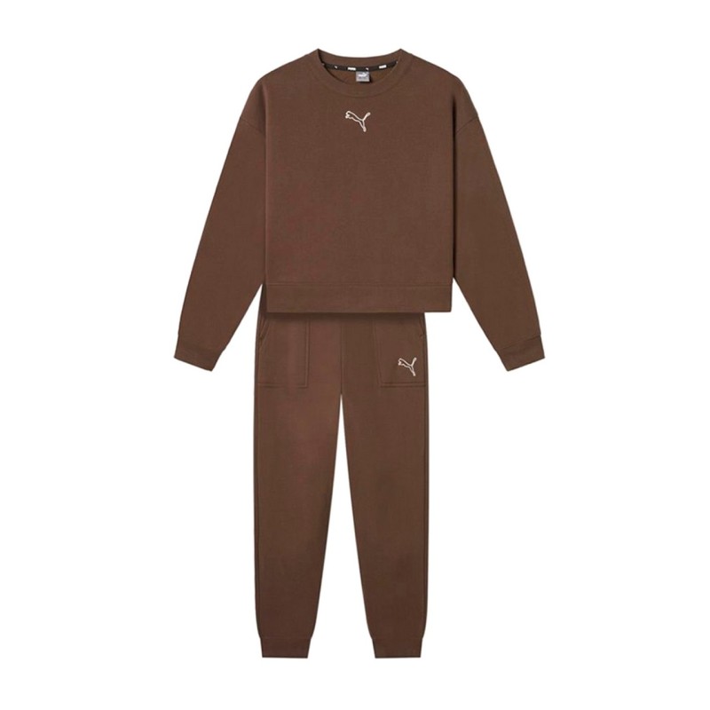 Puma Lougewear Suit Tuta Girocollo Donna Ragazza Marrone