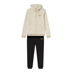 Puma Ess+ Glitter Tuta Zip Intera Cappuccio Donna Ragazza Beige