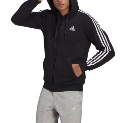 Adidas M 3S FL FZ HD Felpa Zip Intera Cappuccio Uomo Ragazzo Nera