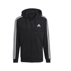 Adidas M 3S FL FZ HD Felpa Zip Intera Cappuccio Uomo Ragazzo Nera