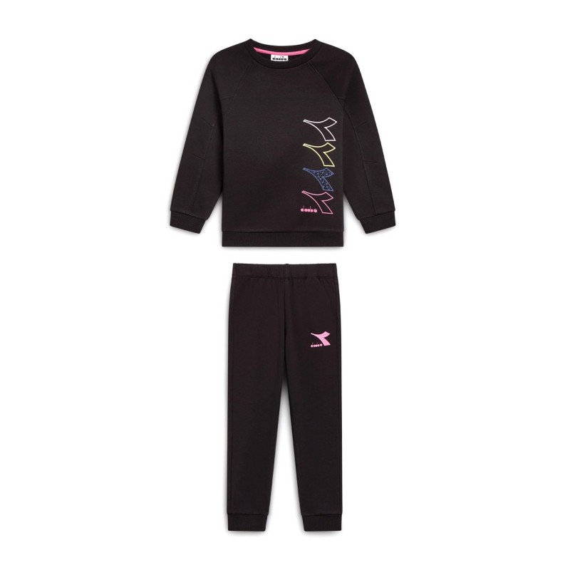 Diadora Tracksuit Tuta Girocollo Felpata Bambina Ragazza Nera