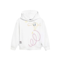 Diadora Ju.Hoodie Team Felpa Cappuccio Bambina Ragazza Bianca