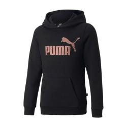 Puma Logo Cropped Hoodie Felpa Cappuccio Donna Ragazza Nera