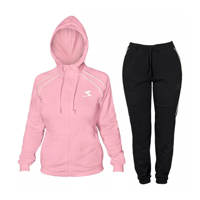 Diadora tracksuit Tuta Zip Intera Cappuccio Donna Ragazza Rosa