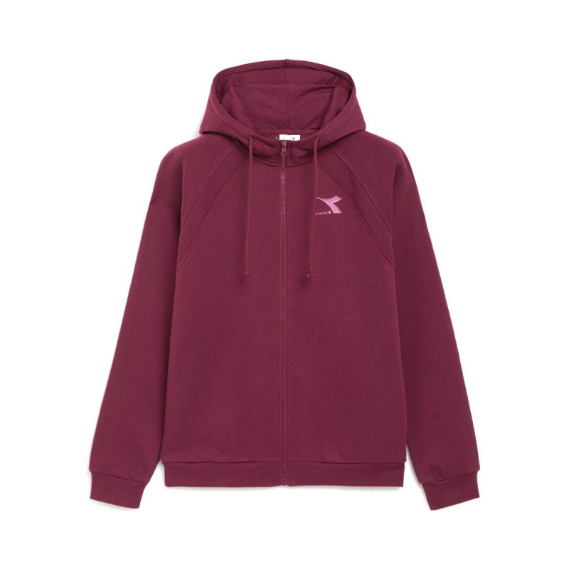 Diadora Hoodie Cromia Felpa Zip Intera Cappuccio Donna Ragazza Sportiva Cotone Ginnastica