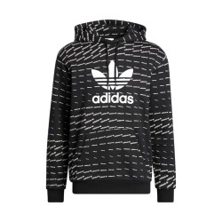 Adidas Mono Hoody Felpa Cappuccio Uomo Ragazzo Nera Garzata