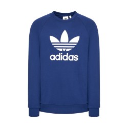 Adidas Trefoil Crew Felpa Girocollo Uomo Ragazzo Blu Garzata