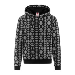 Kappa Banda Authentic Fancy Felpa Cappuccio Uomo Ragazzo Nera Garzata