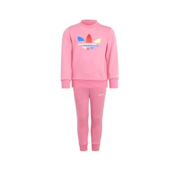 Adidas Crew Set Tuta Girocollo Bimba Bambina Rosa Completo