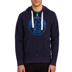 North Sails Hooded Felpa Zip Intera Cappuccio W/Graphic Uomo Ragazzo