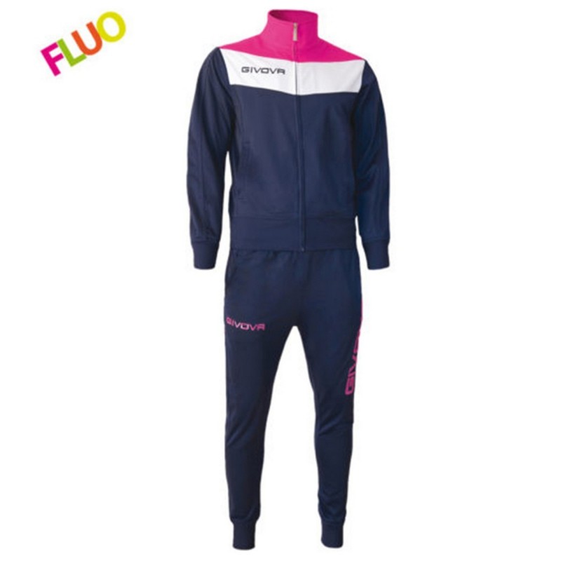 GIVOVA TUTA CAMPO SPORTIVA ALLENAMENTO RUNNING ZIP INTERA UOMO DONNA UNISEX PALESTRA ACETATA