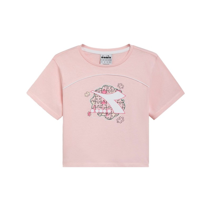 Diadora T- Shirt Puzzles Junior Ragazza Bambina Bimba Mezza Manica