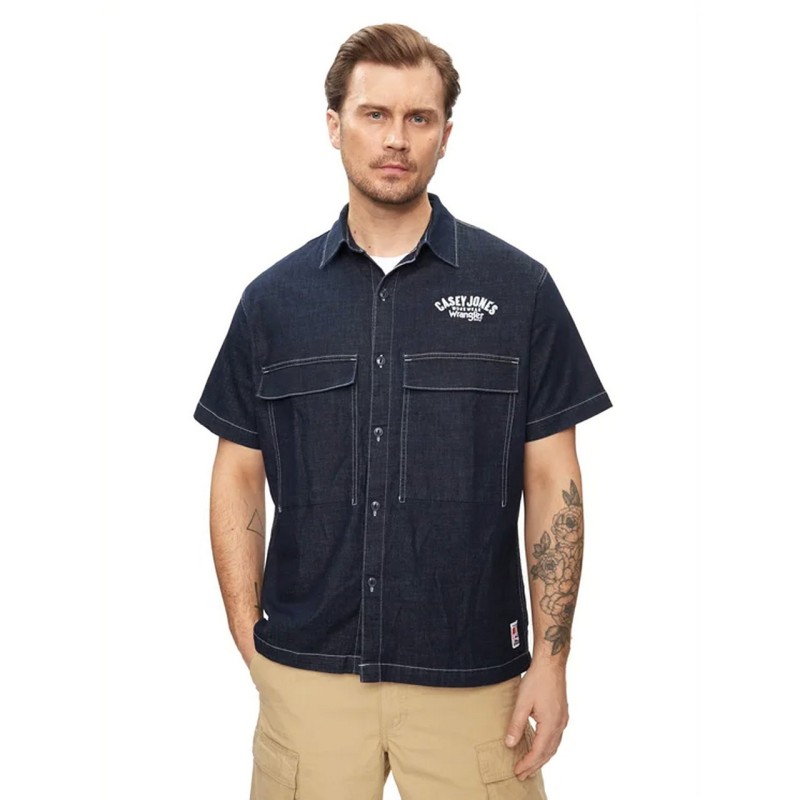 Wrangler Casey jones Camicia Jeans Uomo Ragazzo Mezza Manica Corta