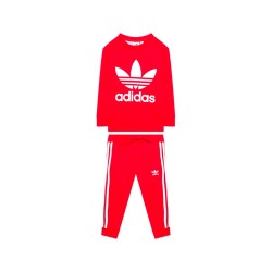 Adidas Crew Set Tuta Girocollo Bimbo Bimba Ginnastica Completo Felpa Cotone Sportivo