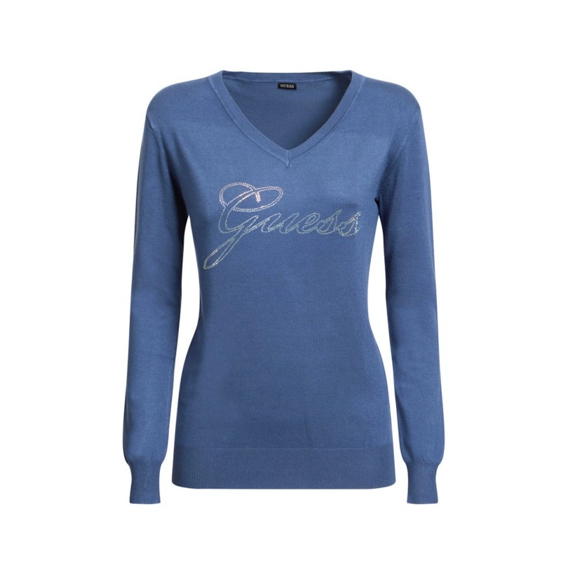 Guess Maglia Scollo A V Donna Logo Ragazza