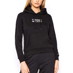 Tommy Hilfiger Logo Hoody Felpa Cappuccio Donna Ragazza Cotone