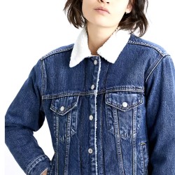 LEVI'S EX BF Sherpa Trucker Giubbotto Donna Ragazza Denim