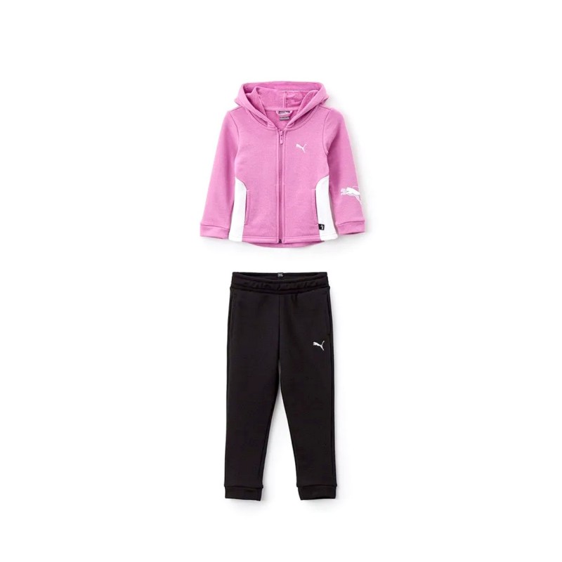 Puma Tuta Completa Bimba Bambina Ragazza Felpa Sportiva Ginnastica Cotone Zip Intera Cappuccio