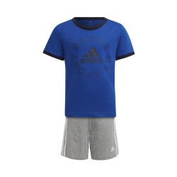 Adidas Logo Set Completino Cotone Bimbo Ragazzo Mezza Manica Corta Sportiva Ginnastica Estate