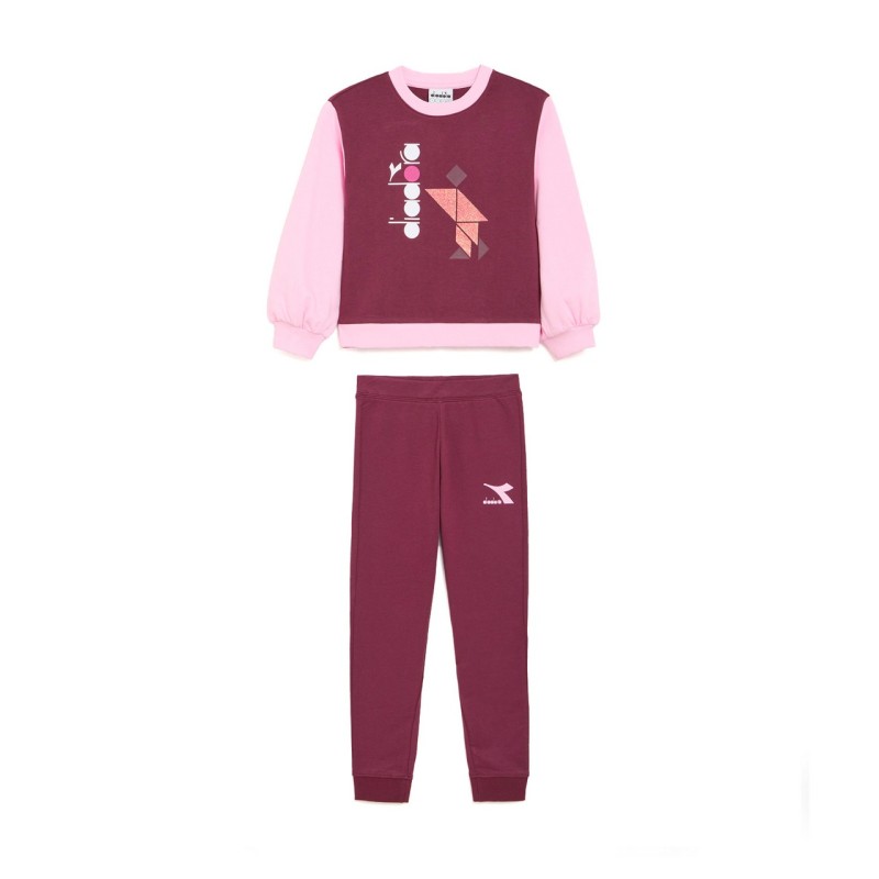 Diadora Tracksuit Tuta Completa Girocollo Felpa Cotone Bimba Ragazza Sportiva Ginnastica