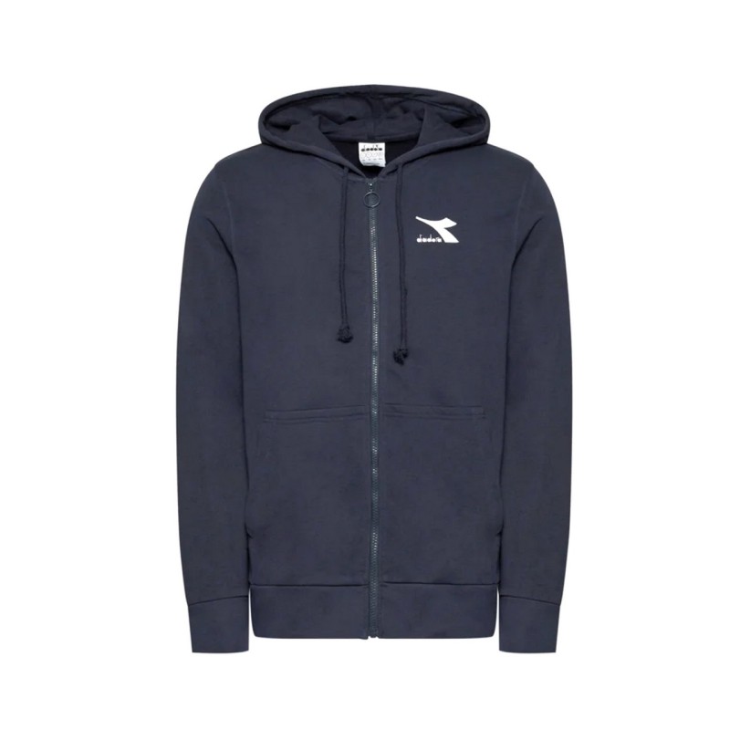 Diadora Felpa Zip Intera Cappuccio Uomo Ragazzo Garzata Cotone Ginnastica Sportiva Swat Core