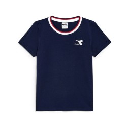 Diadora T-Shirt Maglia Girocollo Donna Ragazza Sportiva Mezza Manica Corta Cotone Ginnastica