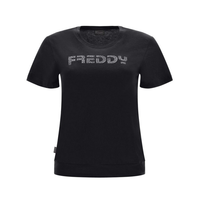 FREDDY T-Shirt Knitted Donna Ragazza Cotone Maglia Girocollo