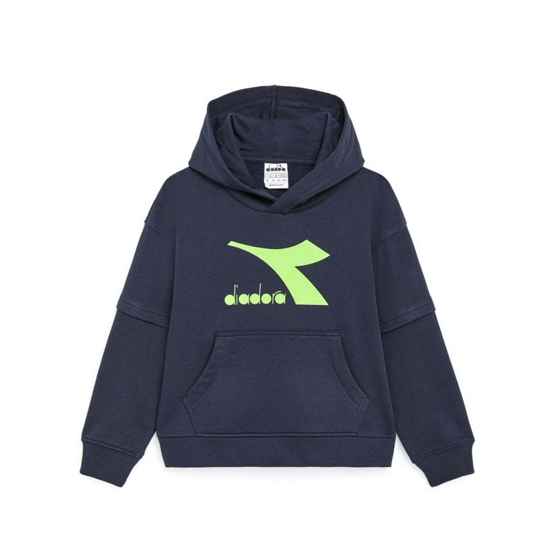 Diadora JB Hoodie Neon Felpa Cappuccio Bimbo Bambino